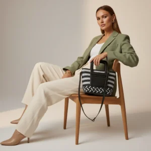 Bolso de Mano · Blanco Negro