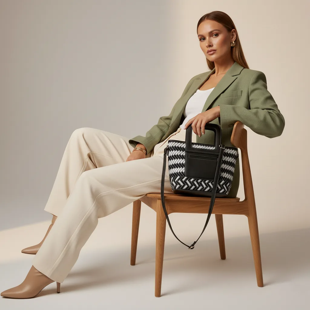Bolso de Mano · Blanco Negro