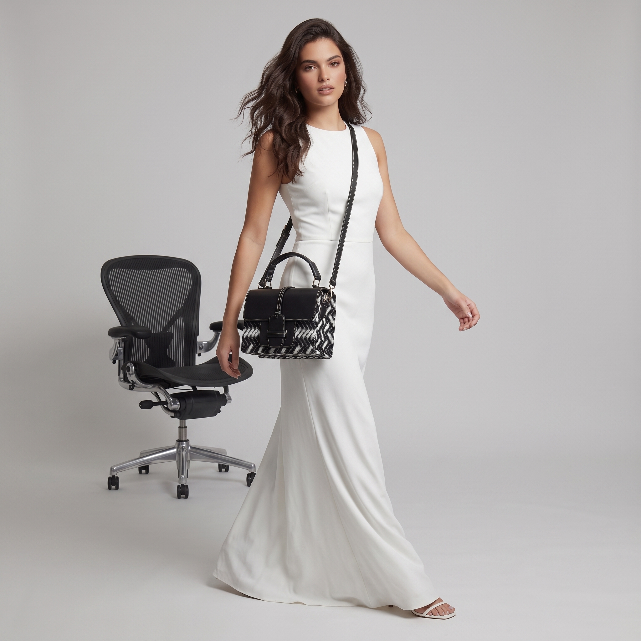 Cartera · Blanco Negro Cuero - Image 5