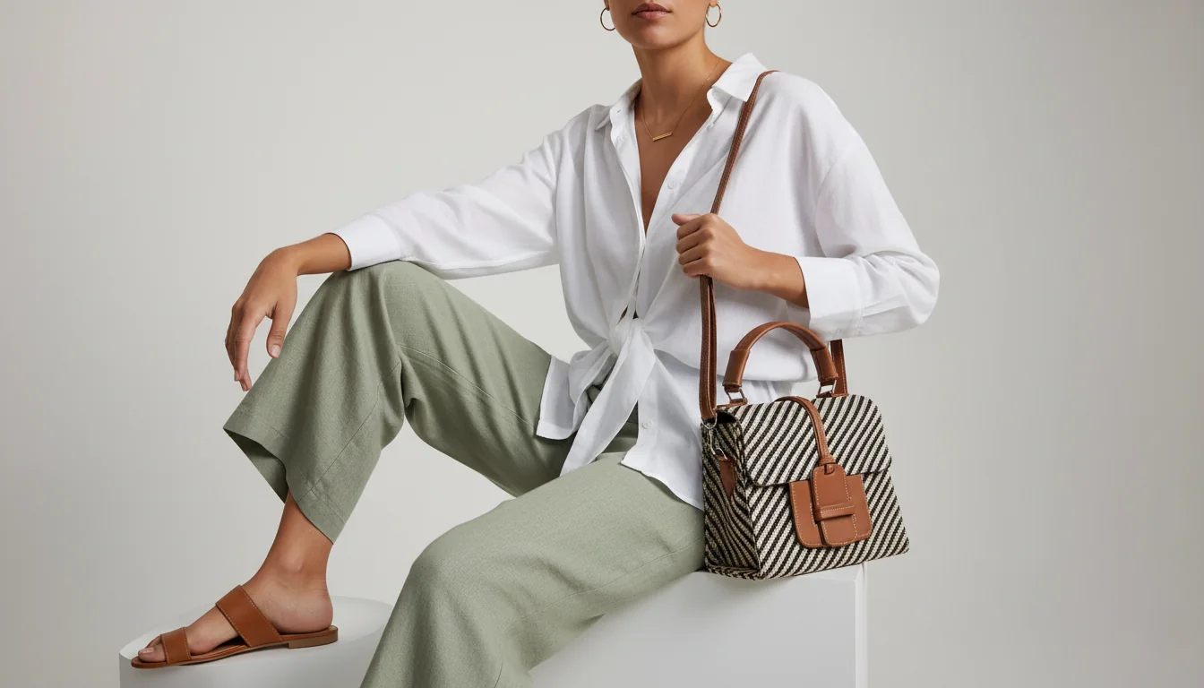 Bolso tejido en escena editorial