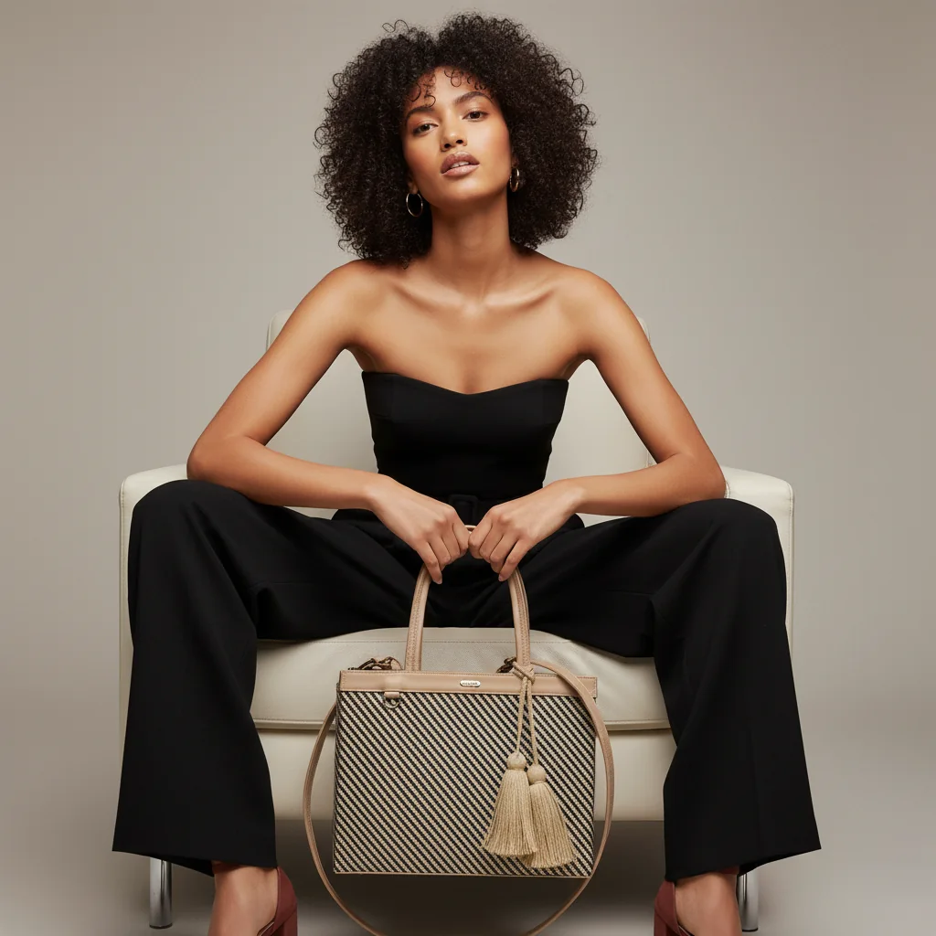 Business Bag Beige, bolso tejido a mano